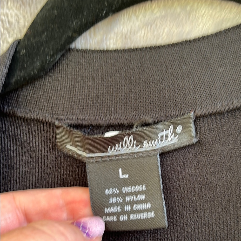 Willi Smith Black Cardigan Sweater Open Front Long - Picture 2 of 3